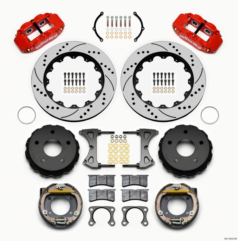 WIL Superlite Brake Kit - Wilwood Narrow Superlite 4R Rear P-Brk Kit 14.00in Drill Red Big Ford 2.36in Off Bronco 5 x 5.50
