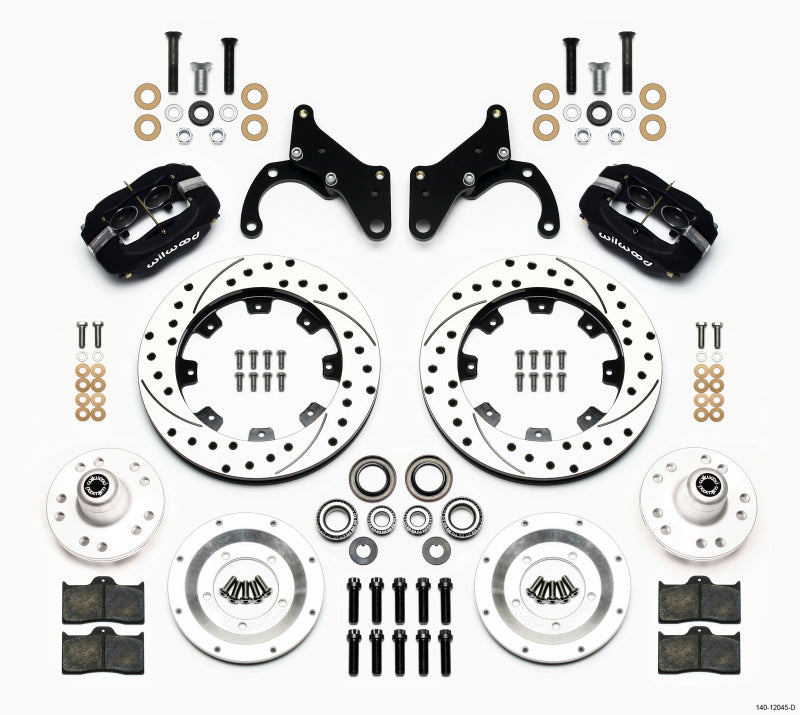 WIL Dynalite Brake Kit - Wilwood Forged Dynalite Front Kit 12.19in Drilled 69-70 Impala Drum/Disc 69-82 Vette