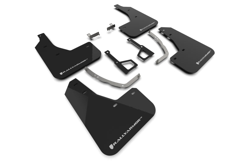 RAL Classic Blk Flap/Wht Logo - Rally Armor 2025 Hyundai Ioniq 5 XRT Black Mud Flap White Logo