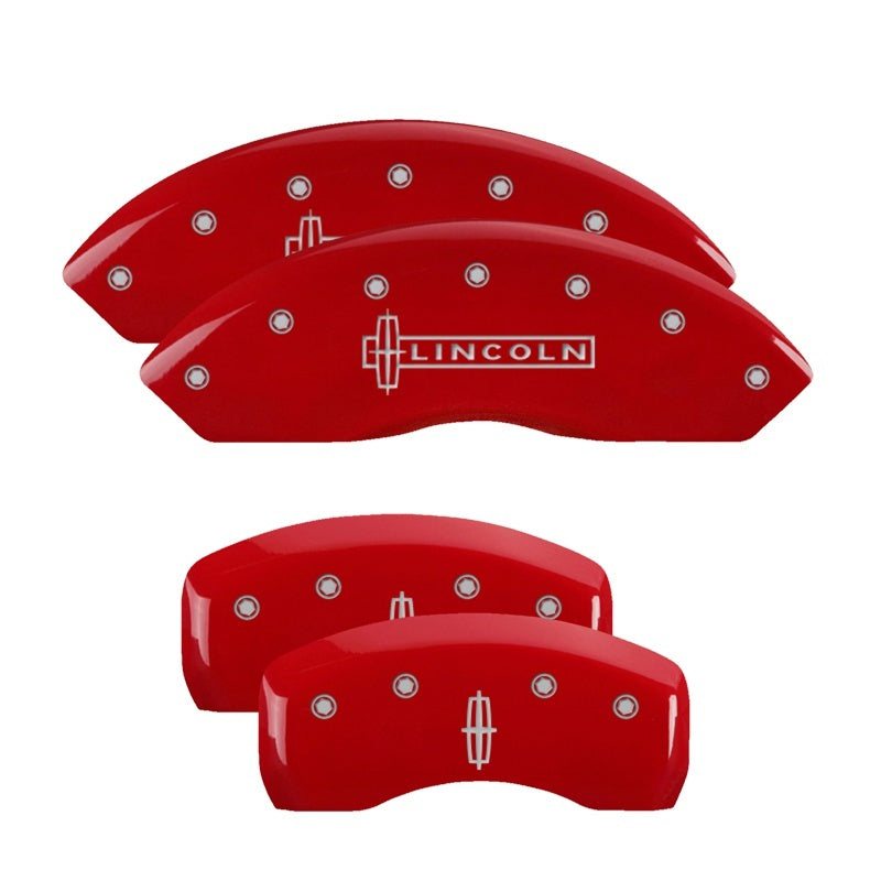 MGP Caliper Covers 4 Logo - MGP 4 Caliper Covers Engraved Front Lincoln Engraved Rear Star logo Red finish silver ch
