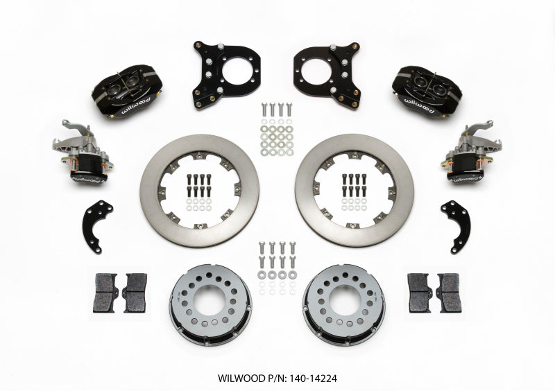WIL Dynalite Brake Kit - Wilwood Forged Dynalite P/S Rear Kit w/MC4 P-Brake Chev 12 Bolt w/Clip Eliminator