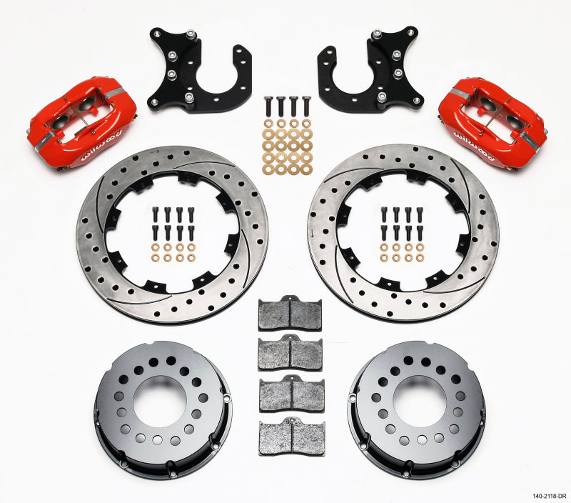 WIL Dynalite Brake Kit - Wilwood Forged Dynalite P/S Rear Kit Drilled Red New Big Ford 2.50in Offset