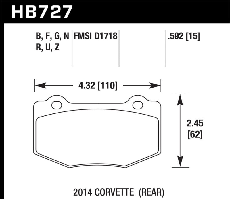 HAWK HPS 5.0 Brake Pad Sets - Hawk 2014 Chevrolet Corvette HPS 5.0 Rear Brake Pads