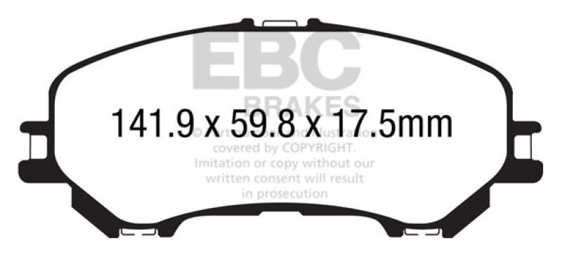 EBC Yellowstuff Brake Pad Sets - EBC 14+ Nissan Rogue 2.5 2 row seating Yellowstuff Front Brake Pads