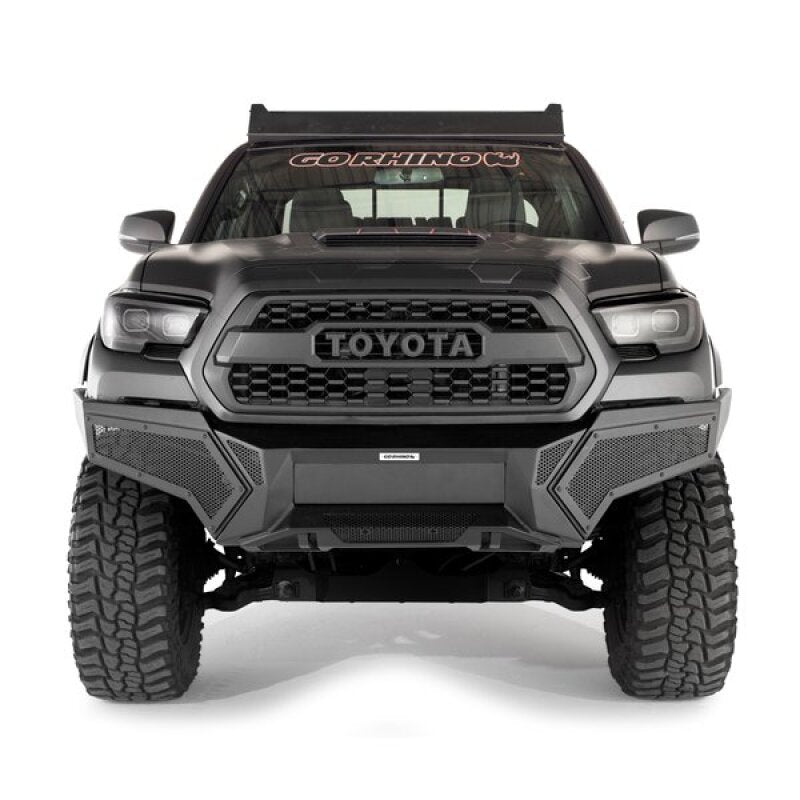 GOR Element Bumper - Go Rhino 16-21 Tacoma Element Front Bumper w/ Power Actuated Hide-away Light Bar Mount Tex Black
