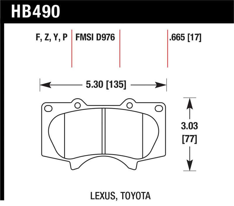 HAWK HPS 5.0 Brake Pad Sets - Hawk 2010-2014 Lexus GB460 HPS 5.0 Front Brake Pads
