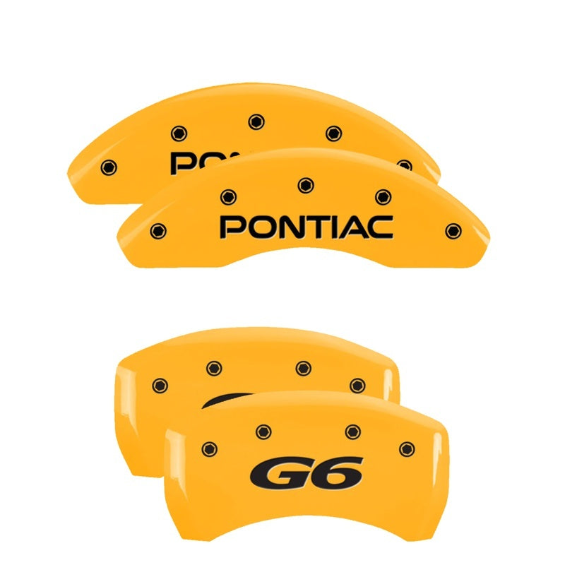 MGP Caliper Covers 4 Logo - MGP 4 Caliper Covers Engraved Front Pontiac Rear G6 Yellow Finish Black Char 2007 Pontiac G5