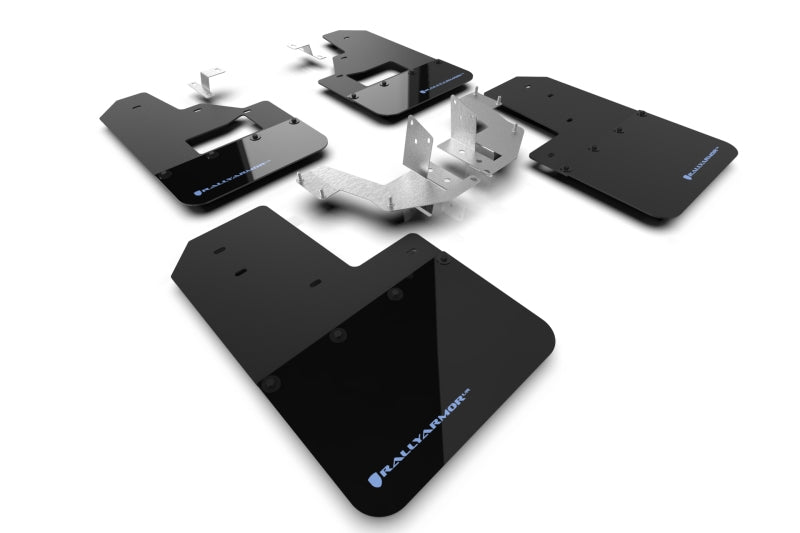 RAL Hybrid Blk Flap/Blue - Rally Armor 21-25 Ford Bronco (Plstc Bmpr + RB - NO Rptr/Sprt) Blk Mud Flap w/Area Blue Logo