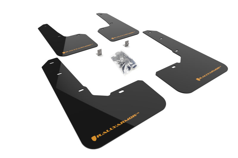 RAL UR Blk Flap/Orange Logo - Rally Armor 22-25 Subaru Outback Wilderness Black Mud Flap Wild Orange Logo
