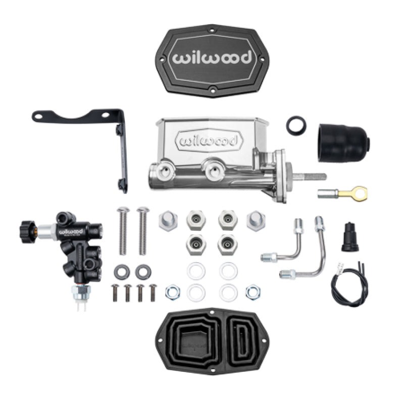 WIL Master Cylinder - Wilwood Compact Tandem M/C Aluminum 1.00in Bore w/ Bracket/Valve/Push (Mopar) - Chrome P-coat