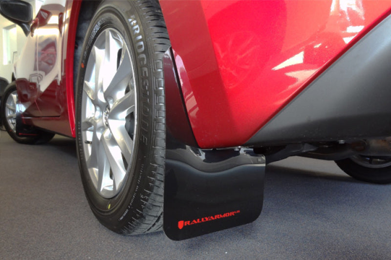 RAL UR Red Flap/Wht Logo - Rally Armor 14-18 Mazda3 Red UR Mud Flap w/White Logo