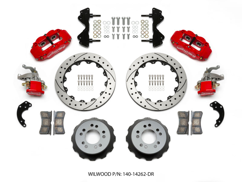 WIL Superlite Brake Kit - Wilwood Narrow Superlite 4R / MC4 Rear Kit 12.88 Drilled Red Currie Pro-Tour Unit Bearing Floater