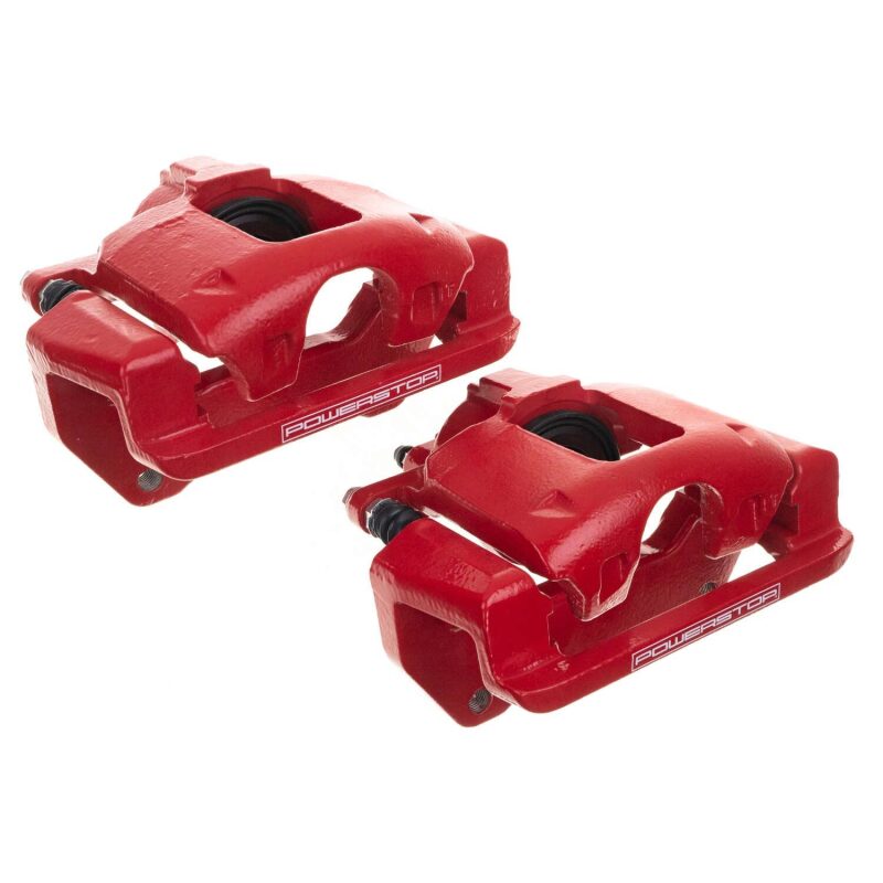 PSB Red Calipers - Power Stop 07-18 Jeep Wrangler JK Front Red Caliper Pair w/Bracket