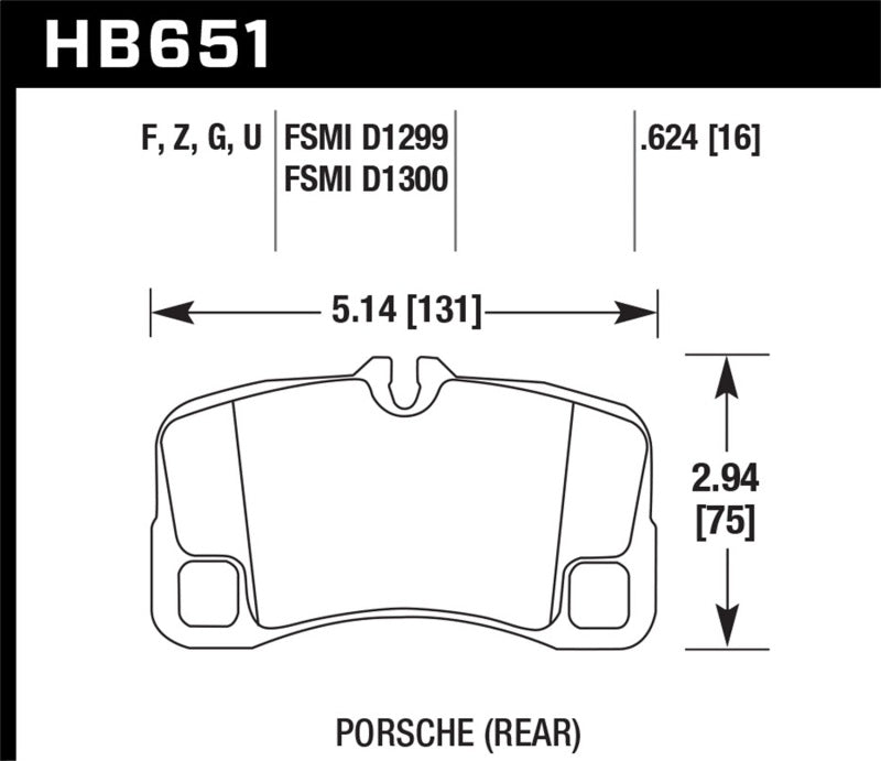 HAWK HPS 5.0 Brake Pad Sets - Hawk 12-13 Porsche 911 Turbo HPS 5.0 Rear Brake Pads