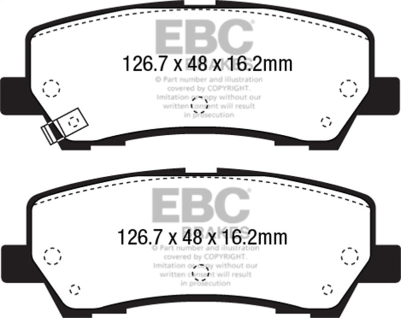EBC Yellowstuff Brake Pad Sets - EBC 15+ Ford Mustang 2.3 Turbo Performance Pkg Yellowstuff Rear Brake Pads