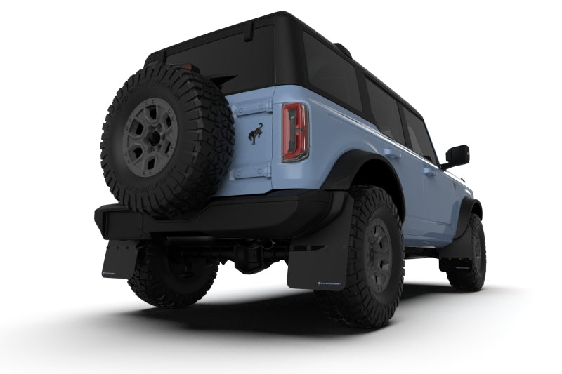 RAL Hybrid Blk Flap/Orange - Rally Armor 21-25 Ford Bronco (Plstc Bmpr + RR - NO Rptr/Sprt) Blk Mud Flap w/Cy Orange Logo