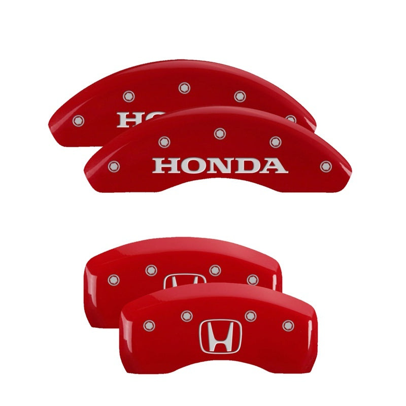 MGP Caliper Covers 4 Logo - MGP 4 Caliper Covers Engraved Front Honda Engraved Rear H Logo Red finish silver ch