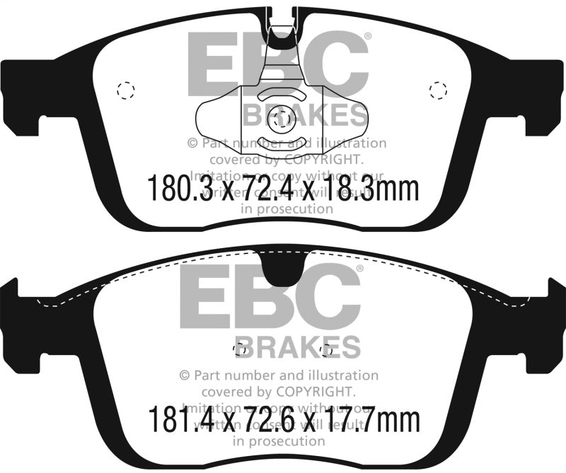 EBC Yellowstuff Brake Pad Sets - EBC 2016+ Volvo XC60 2.0L Turbo T5 Yellowstuff Front Brake Pads