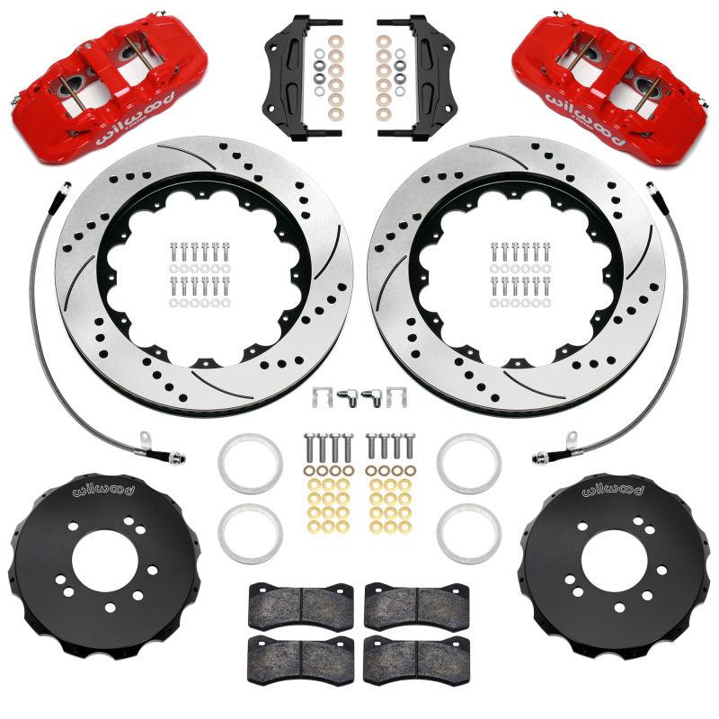 WIL Aero Brake Kit - Wilwood 89-98 Nissan 240SX/89-94 Skyline/90-96 300ZX Aerolite 6R Front BBK w/ 14in D/S Rotors - Red