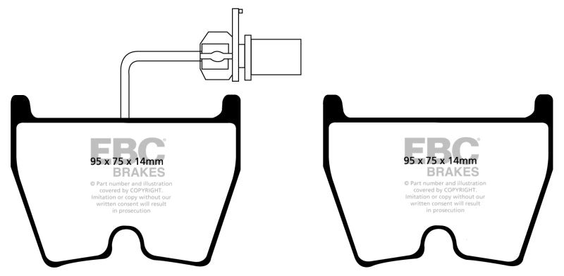 EBC Redstuff Brake Pad Sets - EBC 17-18 Audi  RS3 Redstuff Front Brake Pads