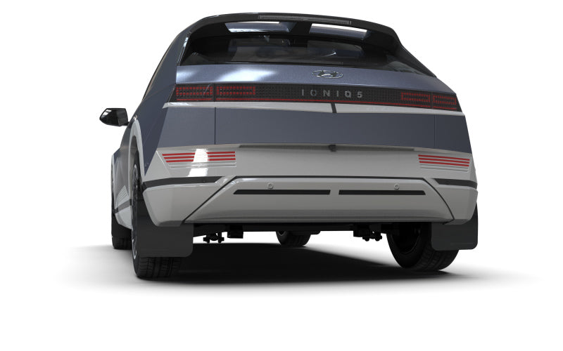 RAL UR Blk Flap/Blue Logo - Rally Armor 22-24 Hyundai Ioniq 5 Black Mud Flap w/Light Blue Logo