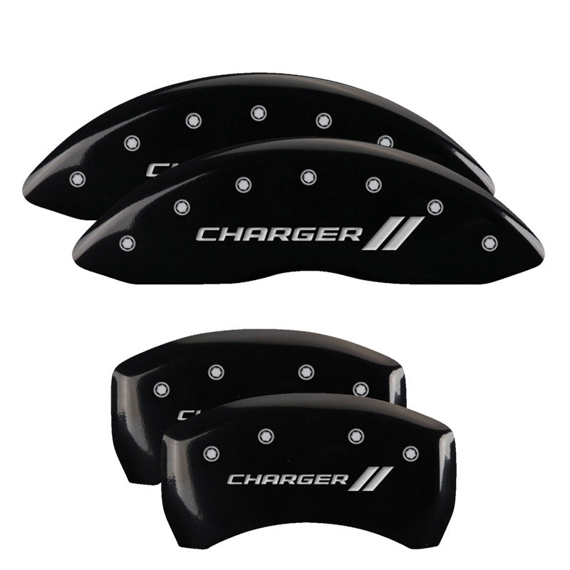 MGP Caliper Covers 4 Logo - MGP 4 Caliper Covers Engraved Front & Rear With stripes/Charger Black finish silver ch
