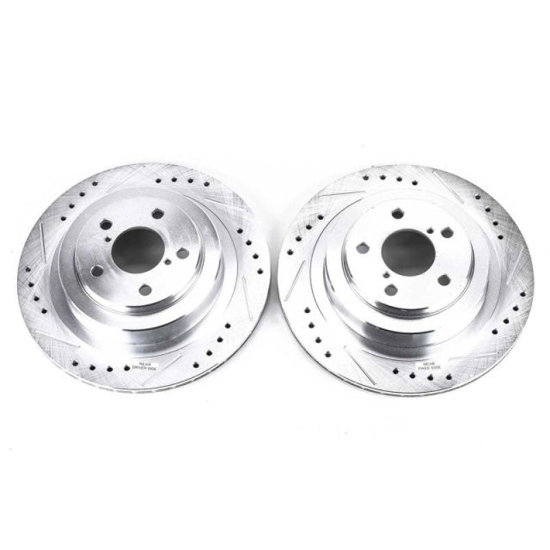 PSB Evolution Drill/Slot Rotor - Power Stop 06-07 Subaru Impreza Rear Evolution Drilled & Slotted Rotors - Pair