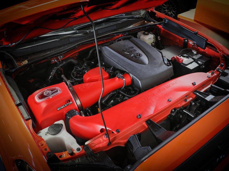 AFE Momentum GT Cold Air Intakes - aFe 16-23 Toyota Tacoma V6 3.5L Momentum GT Red Edition Cold Air Intake System w/ Pro DRY S Filter