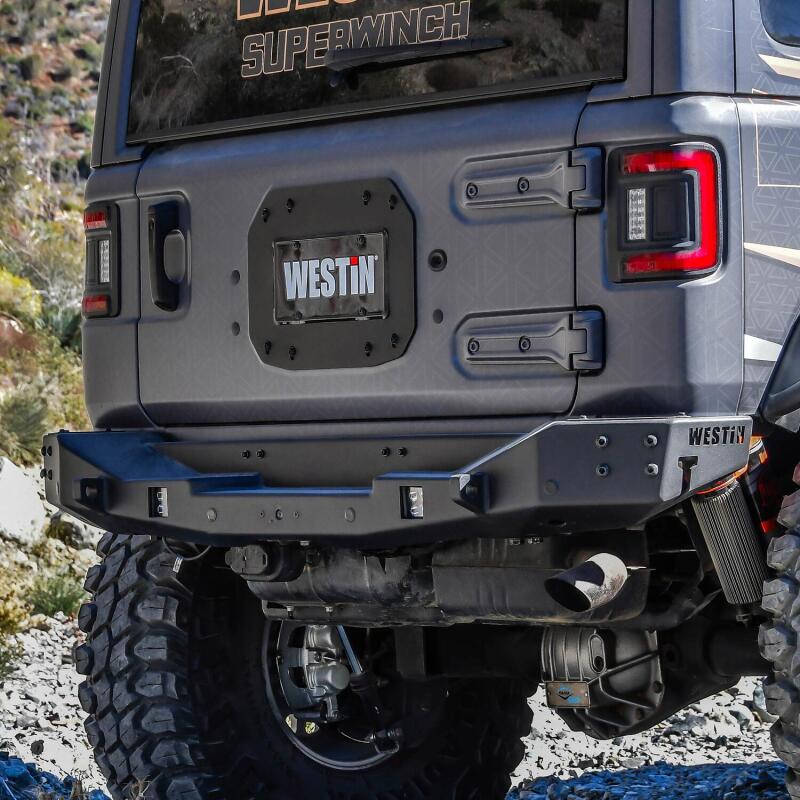 WES Tire Carrier - Westin 18-25 Wrangler JL Spare Tire Delete Plate - Tex. Blk