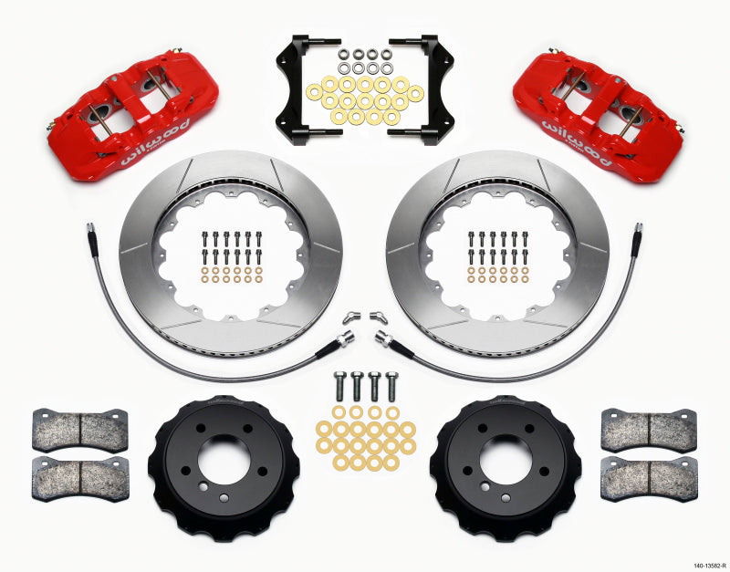 WIL Aero Brake Kit - Wilwood AERO6 Front Hat Kit 14.00 Red 2007-2011 BMW E90 Series w/Lines