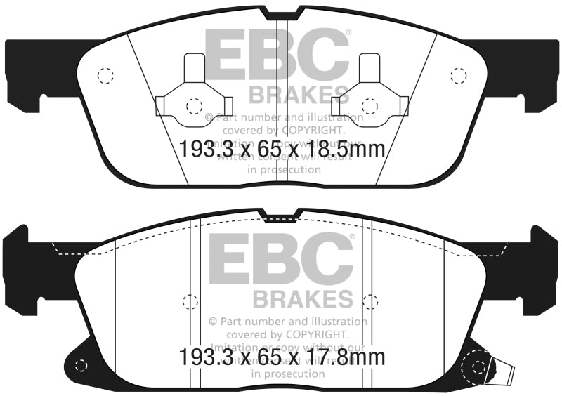EBC Redstuff Brake Pad Sets - EBC 2016+ Lincoln Continental (10th Gen) 2.7L Twin Turbo Redstuff Front Brake Pads