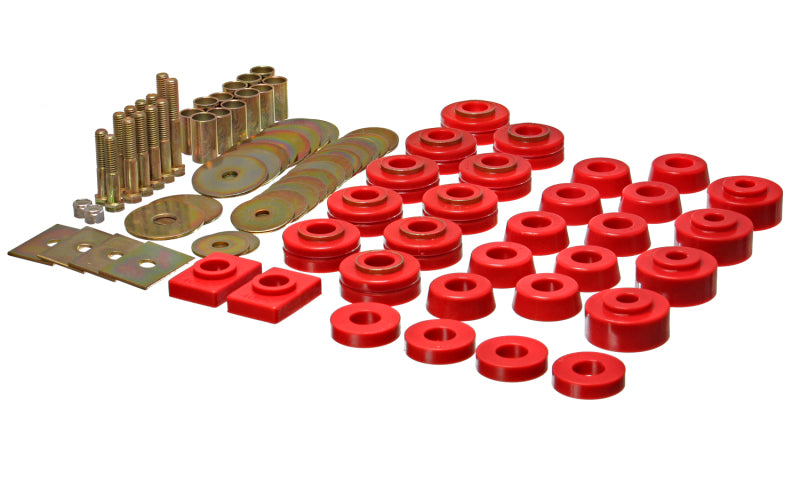 ES Body Mounts - Red - Energy Suspension Body Mount Set - Red