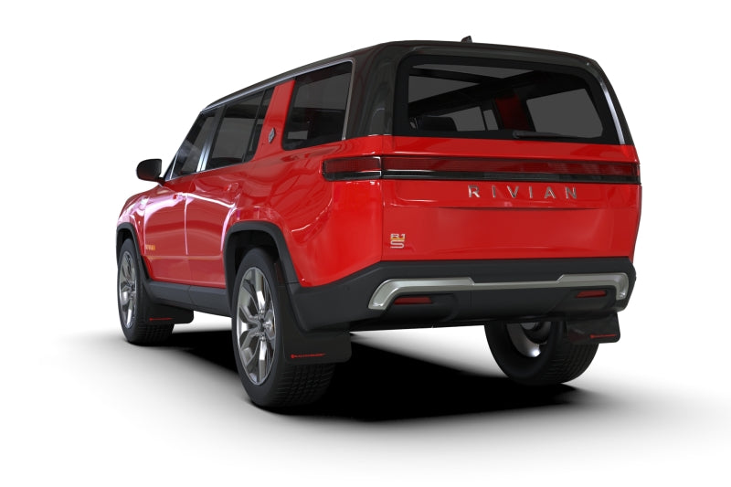 RAL UR Blk Flap/Met. Blk Logo - Rally Armor 22-26 Rivian R1S Black UR Mud Flap w/Metallic Black Logo