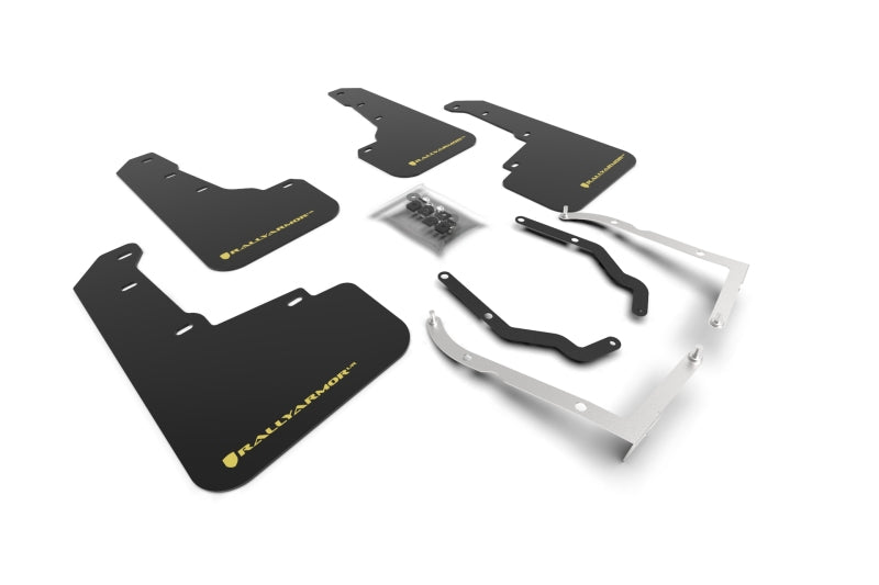 RAL UR Black Flap/Yellow Logo - Rally Armor 18-23 Subaru Crosstrek Black UR Mud Flap w/Yellow Pearl Logo
