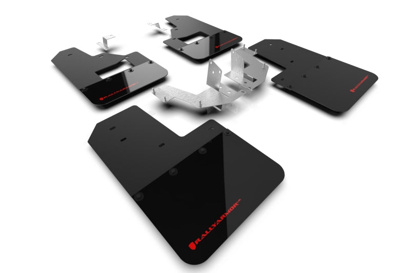 RAL Hybrid Blk Flap/Red - Rally Armor 21-25 Ford Bronco (Plstc Bmpr + RB - NO Rptr/Sprt) Blk Mud Flap w/Red Logo
