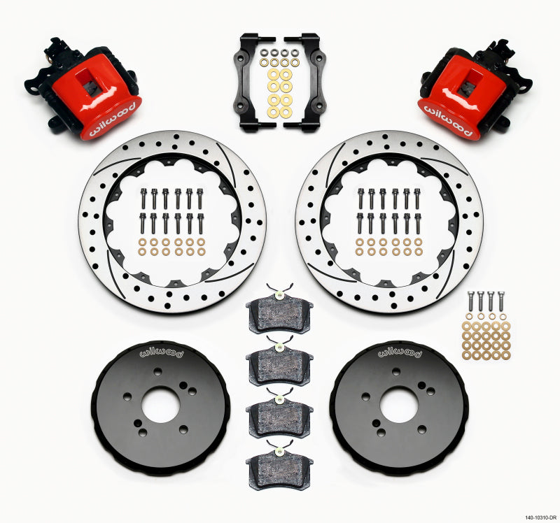 WIL Parking Brake Brake Kit - Wilwood Combination Parking Brake Rear Kit 12.88in Drilled Red Honda S2000