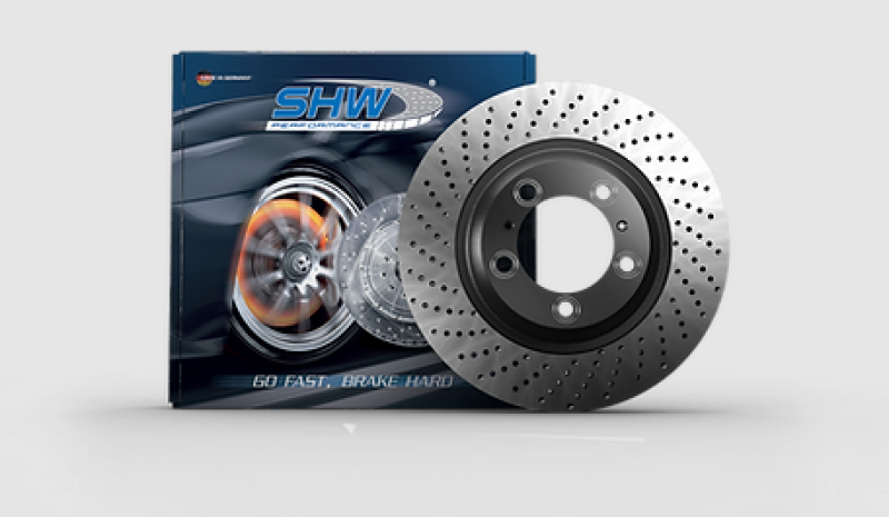 SHW Drilled Monobloc Rotors - SHW 17-21 Porsche 911 Carrera 3.0L w/o Ceramics Right Rear Cross-Drilled MB Brake Rotor (9P1615602)