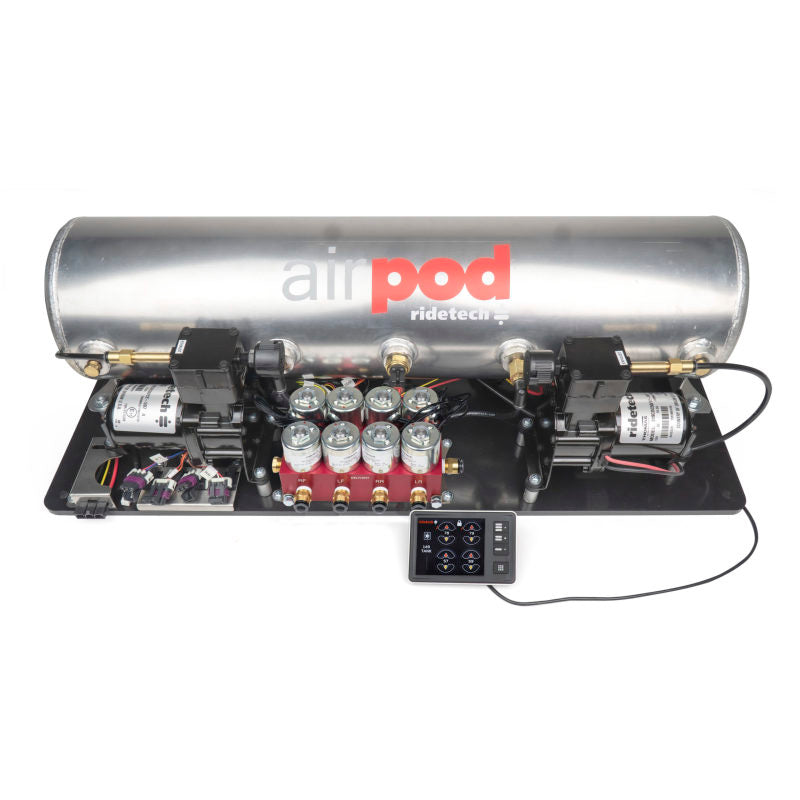 RID Air Control System - Ridetech RidePro E5 Air Ride Control System 5Gal Dual Compressor AirPod Hi-Flow Big Red 3/8in Valves