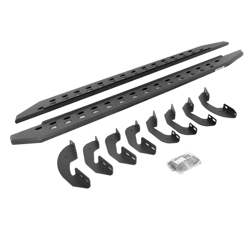 GOR RB20 Slim Running Boards - Go Rhino 2022 Toyota Tundra Crew Max RB20 Slim Running Board + Brackets - Bedliner Coating