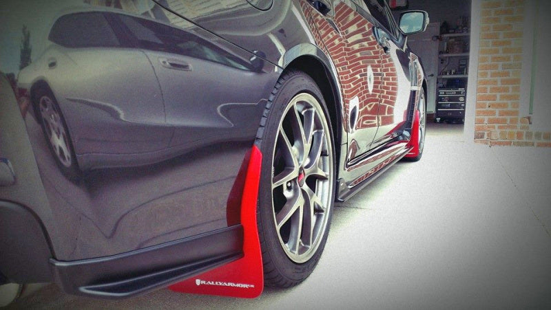 RAL UR Blk Flap/Grey Logo - Rally Armor 15-21 Subaru WRX/STI Black Mud Flap Grey Altered Font Logo