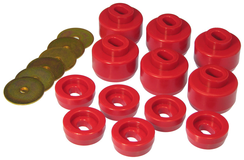 PRO Body/Subframe Bush - Red - Prothane 07-14 Chevy Silverado Body Mount 12 Bushing Kit - Red
