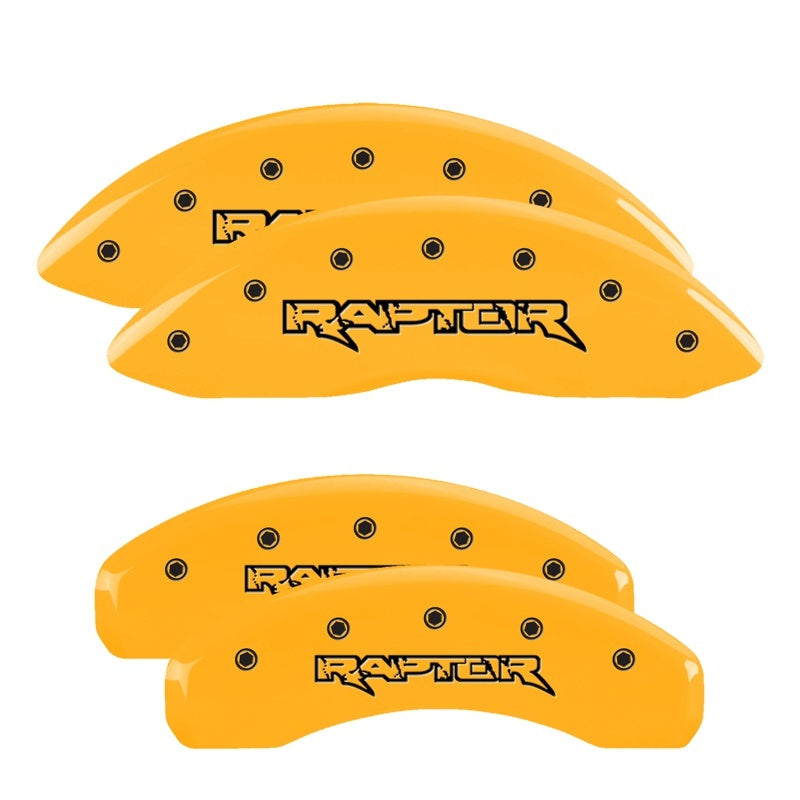 MGP Caliper Covers 4 Logo - MGP 4 Caliper Covers Engraved Front & Rear Raptor Yellow Finish Black Char 2011 Ford F-150