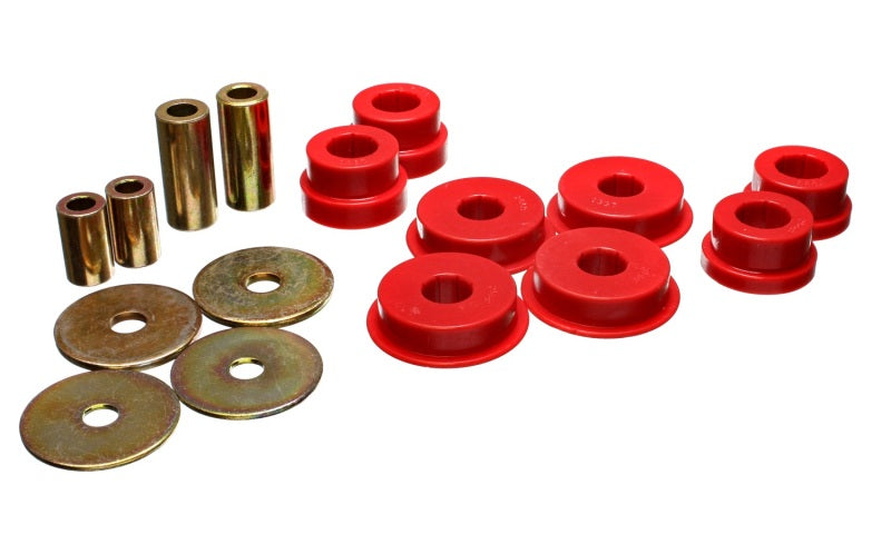 ES Diff Bushings - Red - Energy Suspension 03-05 Mitsubishi Lancer EVO 8 Red Rear Differential / Mustache Bar Bushing Set