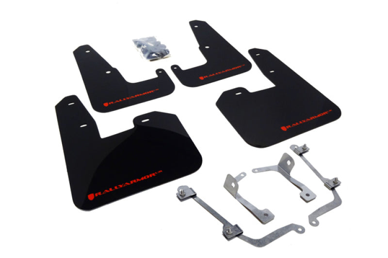 RAL UR Blk Flap/Rd Logo - Rally Armor 08-11 Subaru STI (Hatch Only) / 11-14 WRX (Hatch Only) Black UR Mud Flap w/Red Logo