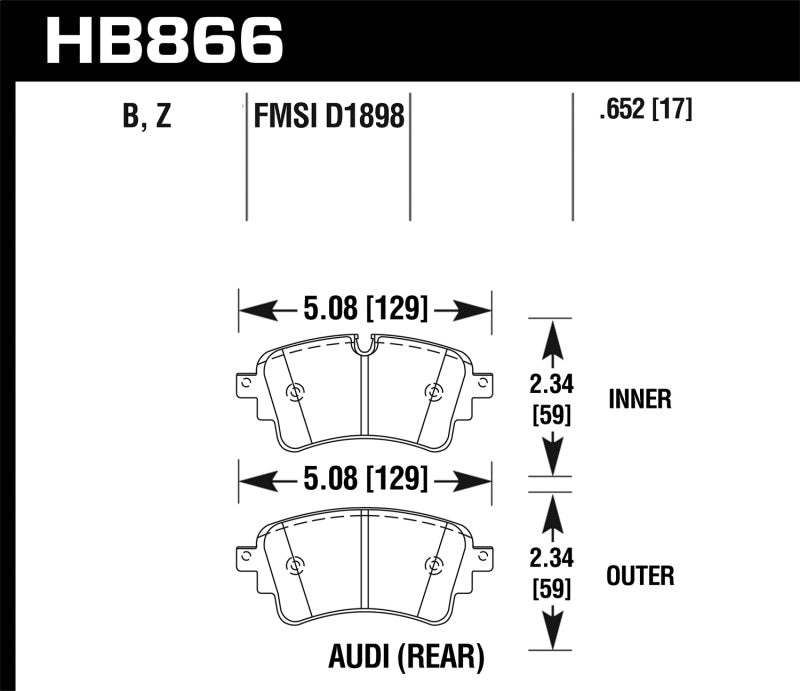 HAWK Ceramic Brake Pad Sets - Hawk 17-19 Audi A4 / 18-19 Audi A5 Performance Ceramic Street Rear Brake Pads