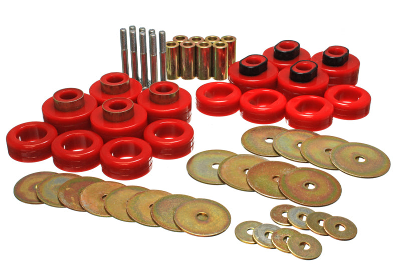 ES Body Mounts - Red - Energy Suspension Cab Mount Set - Club Cab - Red