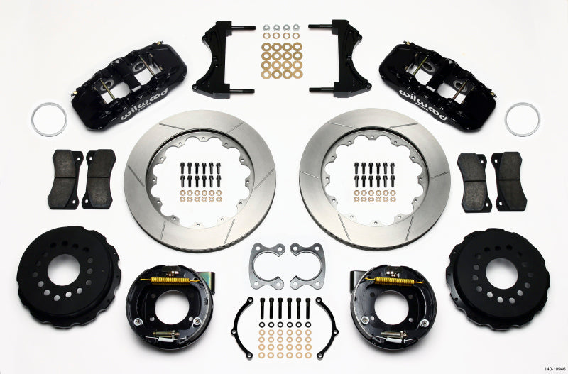 WIL Aero Brake Kit - Wilwood AERO4 Rear P-Brake Kit 14.00in Small Ford 2.66in Offset