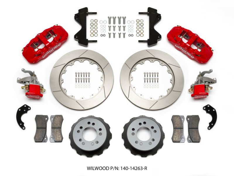 WIL Aero Brake Kit - Wilwood AERO4 / MC4 Rear Kit 14.00 Red Currie Pro-Tour Unit Bearing Floater