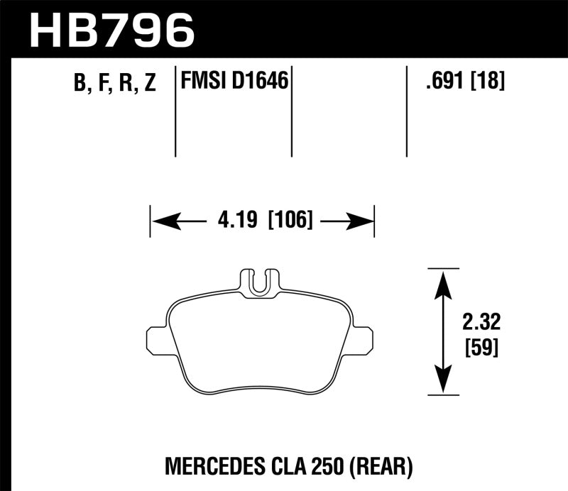 HAWK HPS 5.0 Brake Pad Sets - Hawk 14-17 Mercedes-Benz CLA 250 HPS 5.0 Rear Brake Pads