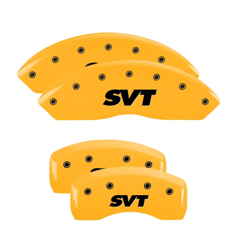 MGP Caliper Covers 4 Logo - MGP 4 Caliper Covers Engraved Front & Rear SVT Yellow Finish Black Char 2003 Ford Mustang